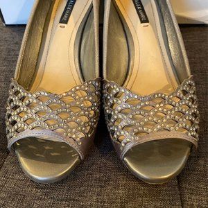 Alex Marie Size 6M Allesa Peep Toe Wedge Sandals Rhinestones
